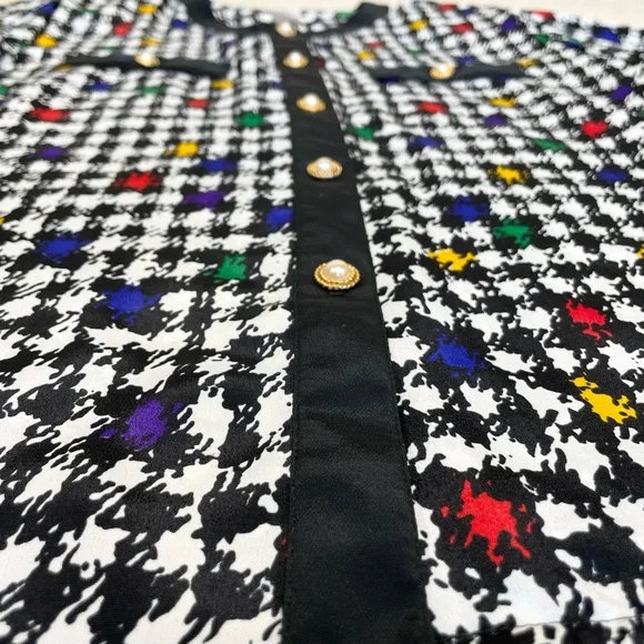 Vintage Impressions of California Colorful Houndstooth Button Down Blouse - Picture 8 of 14